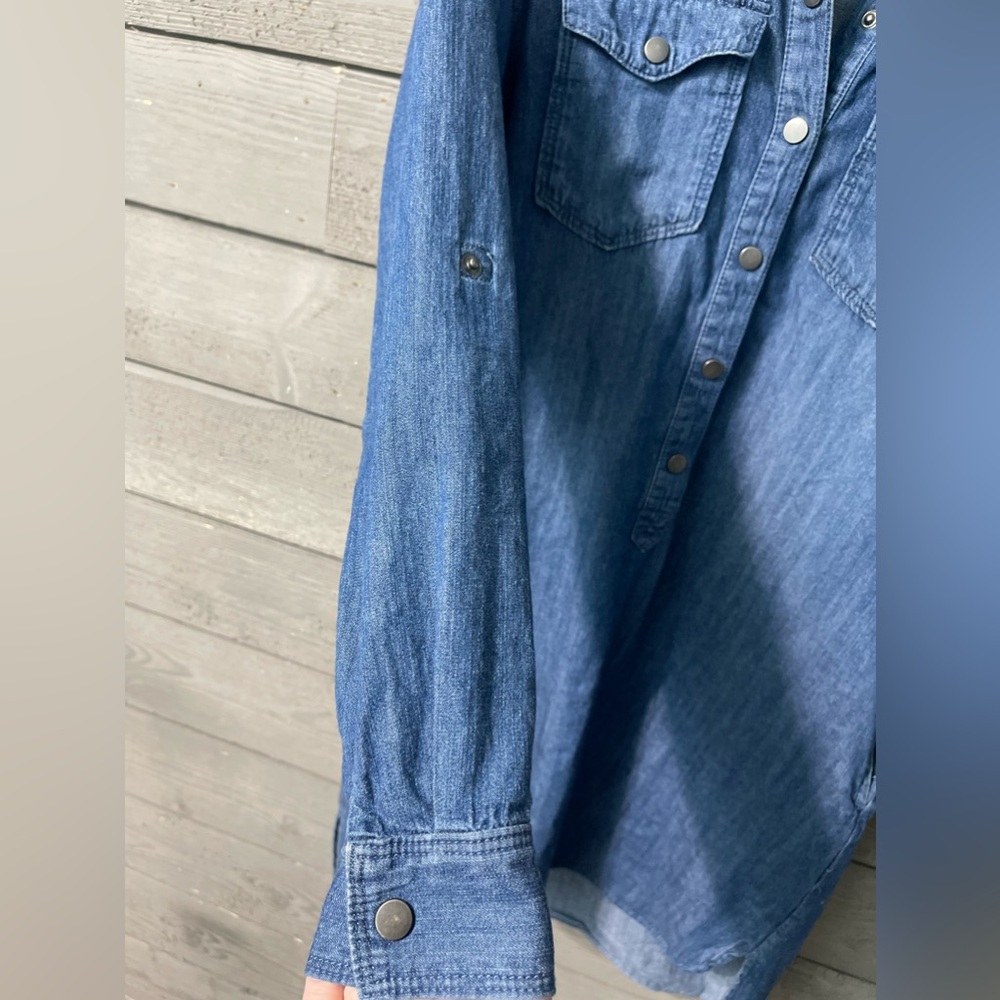 White House Black Market Long Sleeve Denim Button Up Jean Dress Sz 00 - Picture 5 of 15